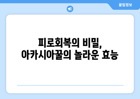 아카시아꿀의 피로회복 효과| 지친 몸과 마음을 되살리는 달콤한 비밀 | 피로회복, 꿀 효능, 건강 팁