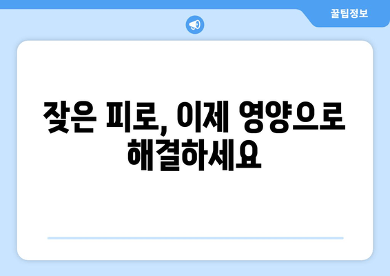 만성피로 증후군 극복| 영양 보충과 균형 잡힌 식단으로 증상 완화하기 | 피로, 식단, 영양, 건강