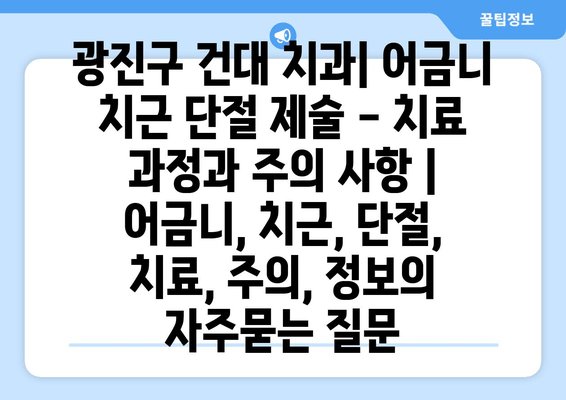 광진구 건대 치과| 어금니 치근 단절 제술 - 치료 과정과 주의 사항 | 어금니, 치근, 단절, 치료, 주의, 정보