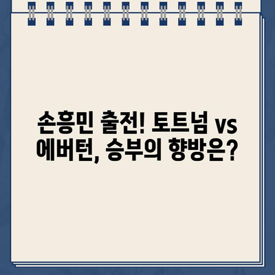 손흥민 출전! 토트넘 vs 에버턴 중계 방송 & 프리미어리그 경기 일정 | 손흥민 골, 경기 하이라이트, 실시간 스코어