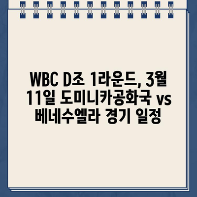 도미니카공화국 vs 베네수엘라, WBC D조 1라운드 경기 일정 & 중계 정보 | 야구, WBC, 2023, 스케줄, 시간, 장소