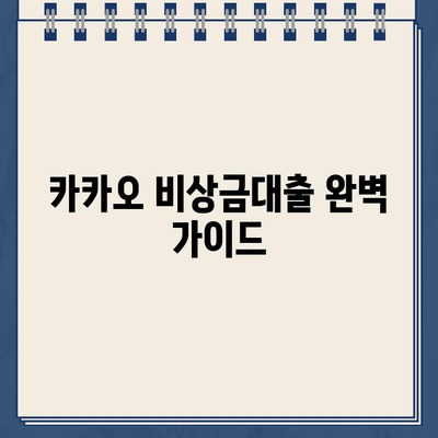 카카오 비상금대출 완벽 가이드| 한도, 조건, 신청부터 거절, 갚는 법까지 | 대학생, 중도상환, 신용등급 3가지 핵심 정보